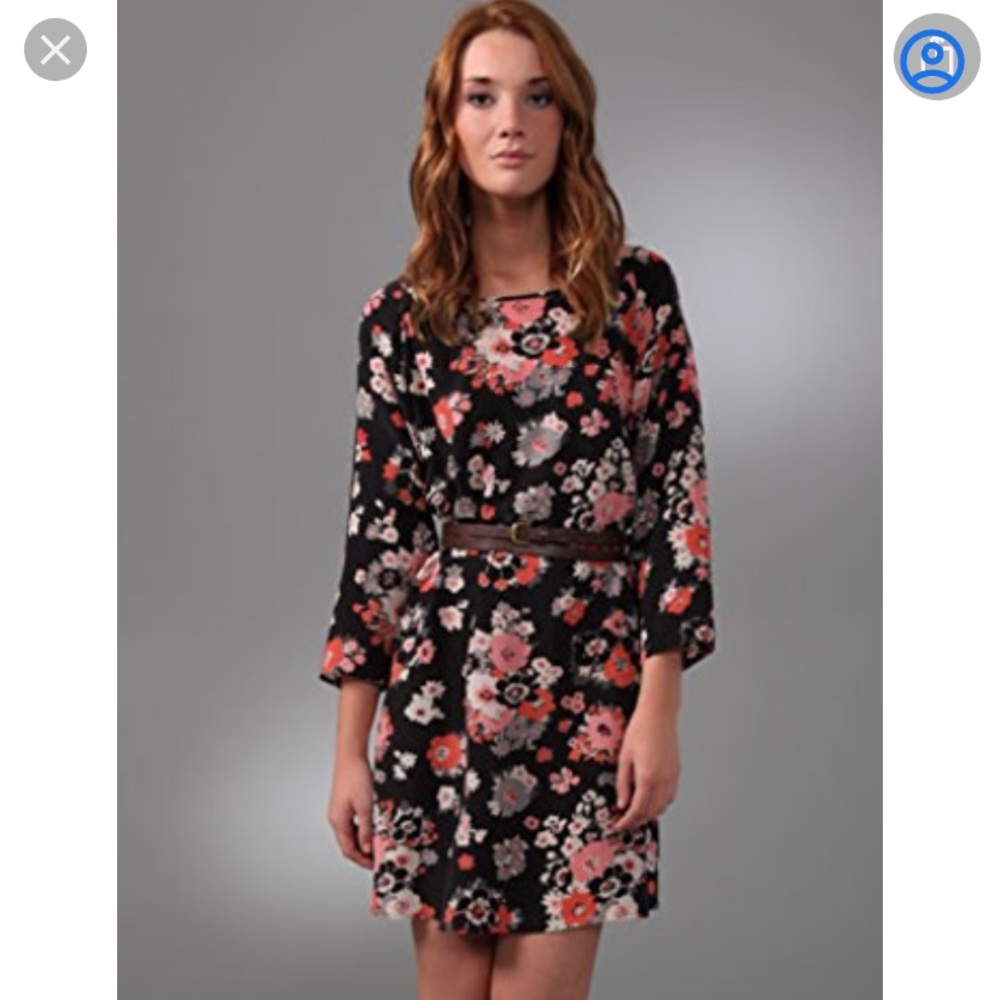 Joie Cartoon Floral Mae Dress w/wrap belt